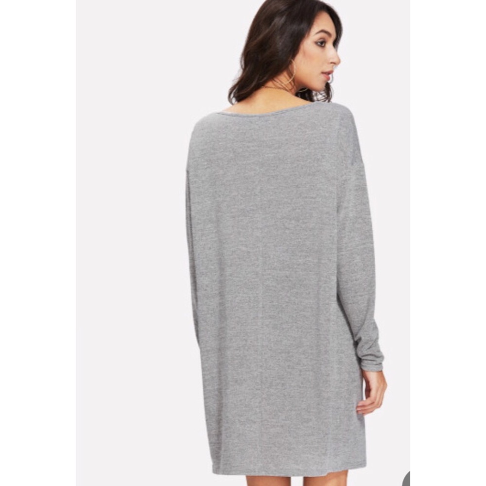 Drop Shoulder Marled Knit Tee Dress - Picture 6 of 7
